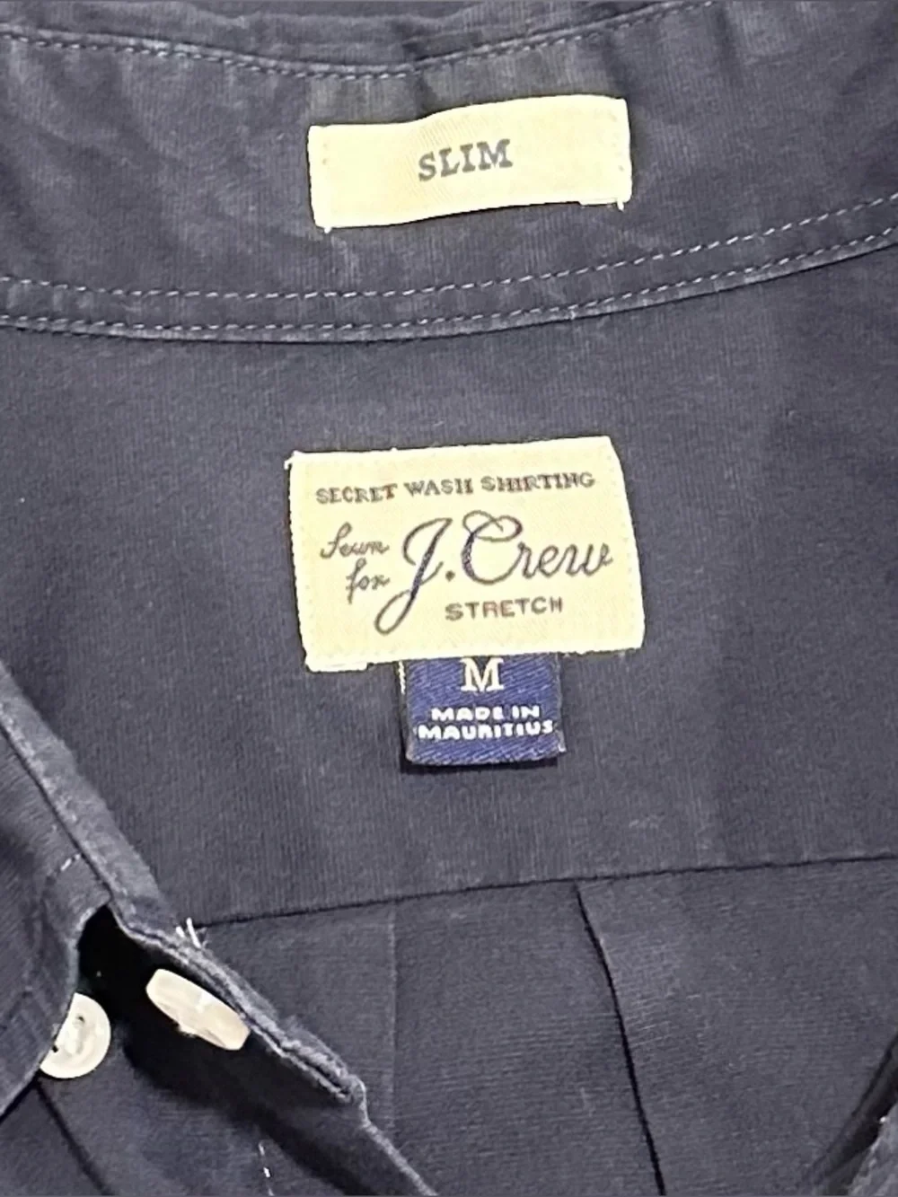 J.Crew Mens‎ Secret Wash Stretch Shirt Slim Fit Medium M Navy Blue Button Down